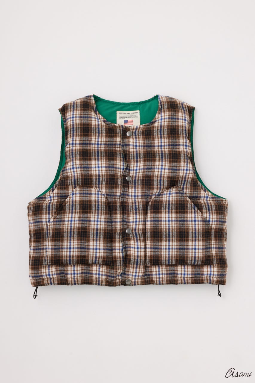 【WEB限定】チェックパファーベスト 柄BEG FREE