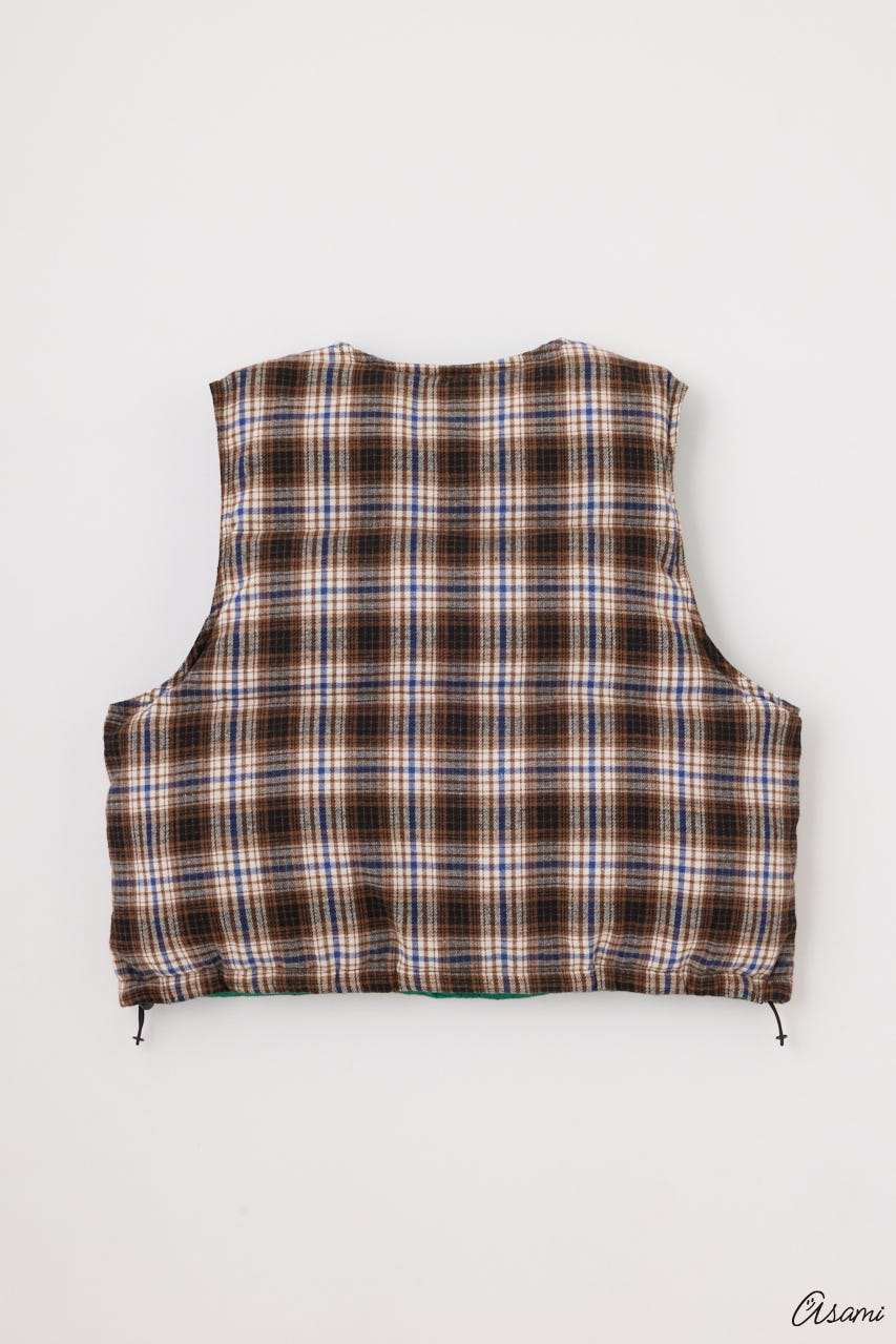【WEB限定】チェックパファーベスト 柄BEG FREE