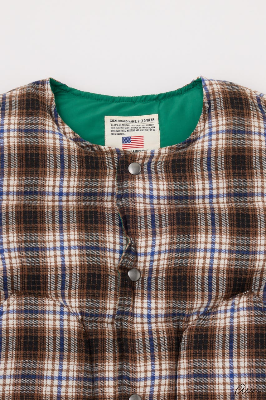 【WEB限定】チェックパファーベスト 柄BEG FREE