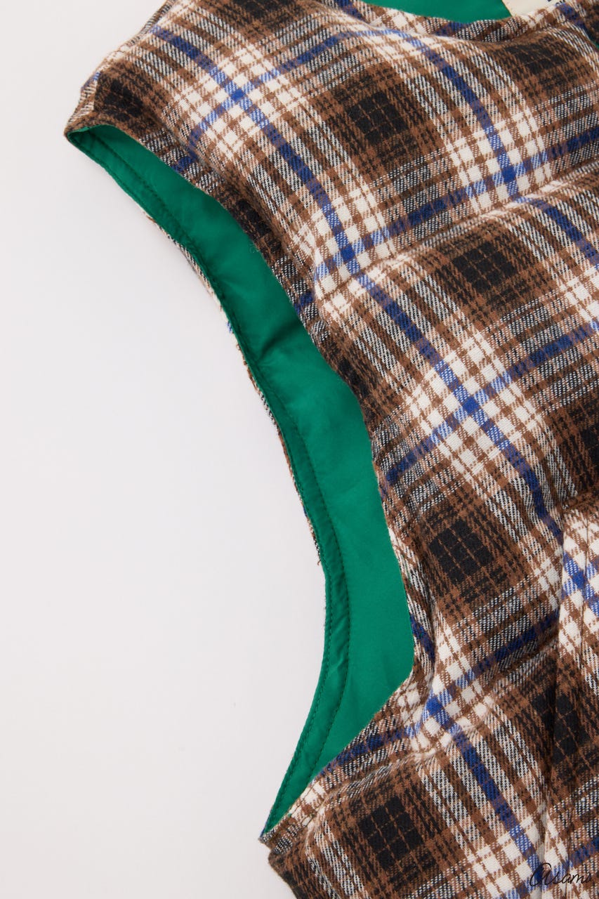 【WEB限定】チェックパファーベスト 柄BEG FREE