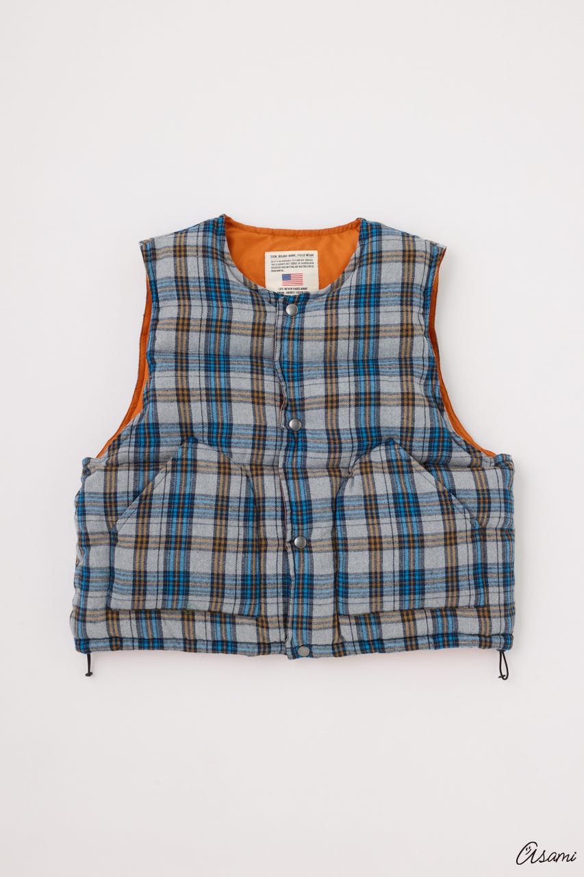 【WEB限定】チェックパファーベスト 柄BLU FREE