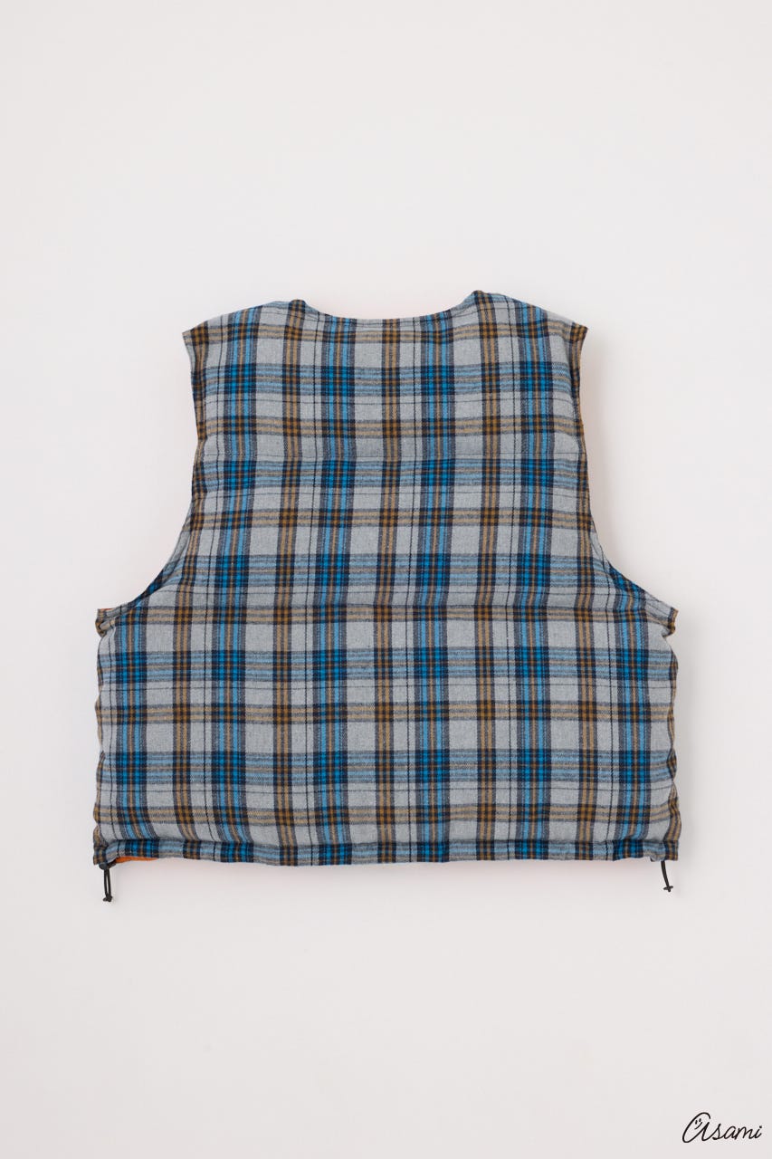 【WEB限定】チェックパファーベスト 柄BLU FREE