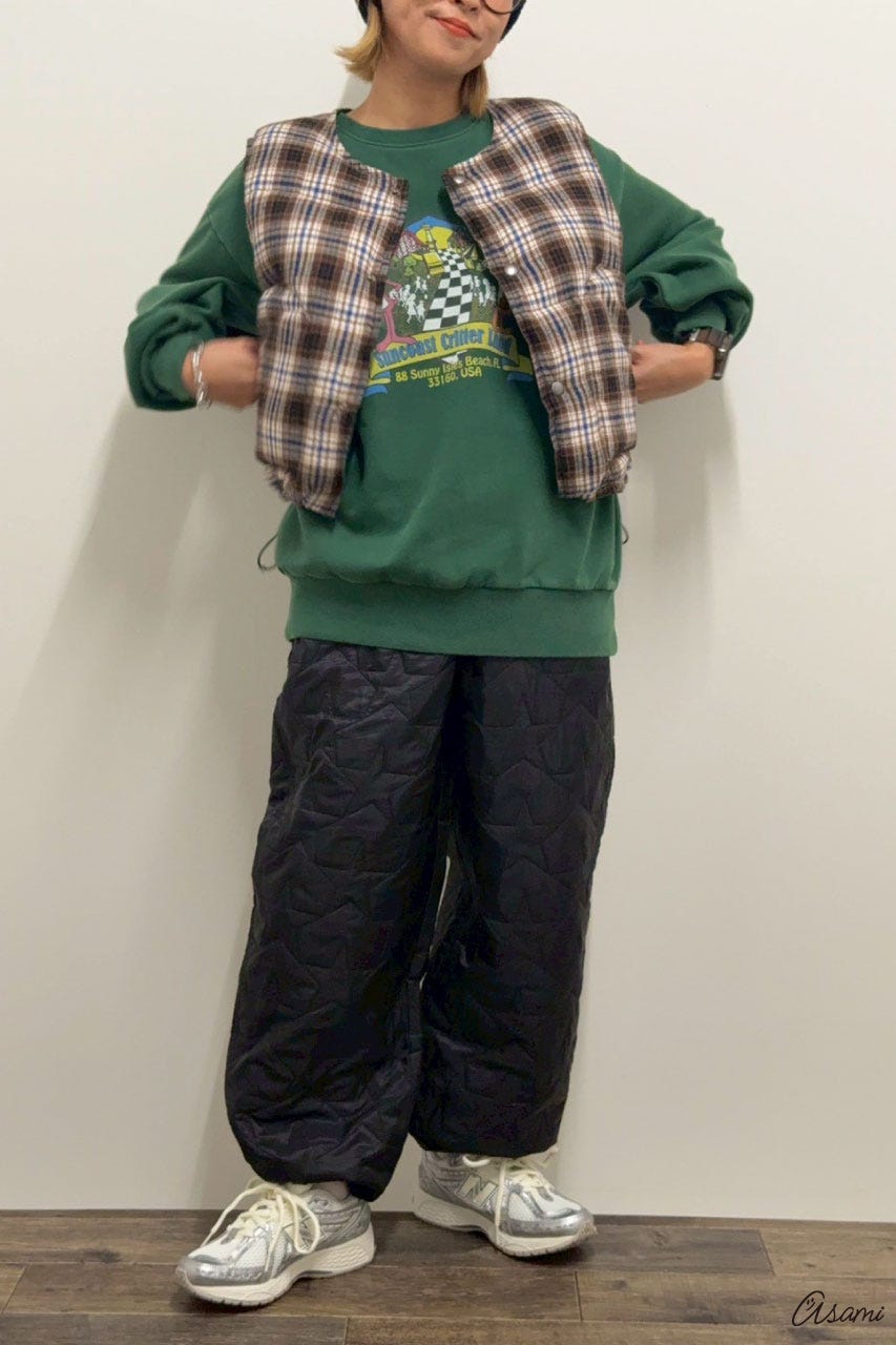 【WEB限定】Vintage likeスウェットトップス D/GRN FREE