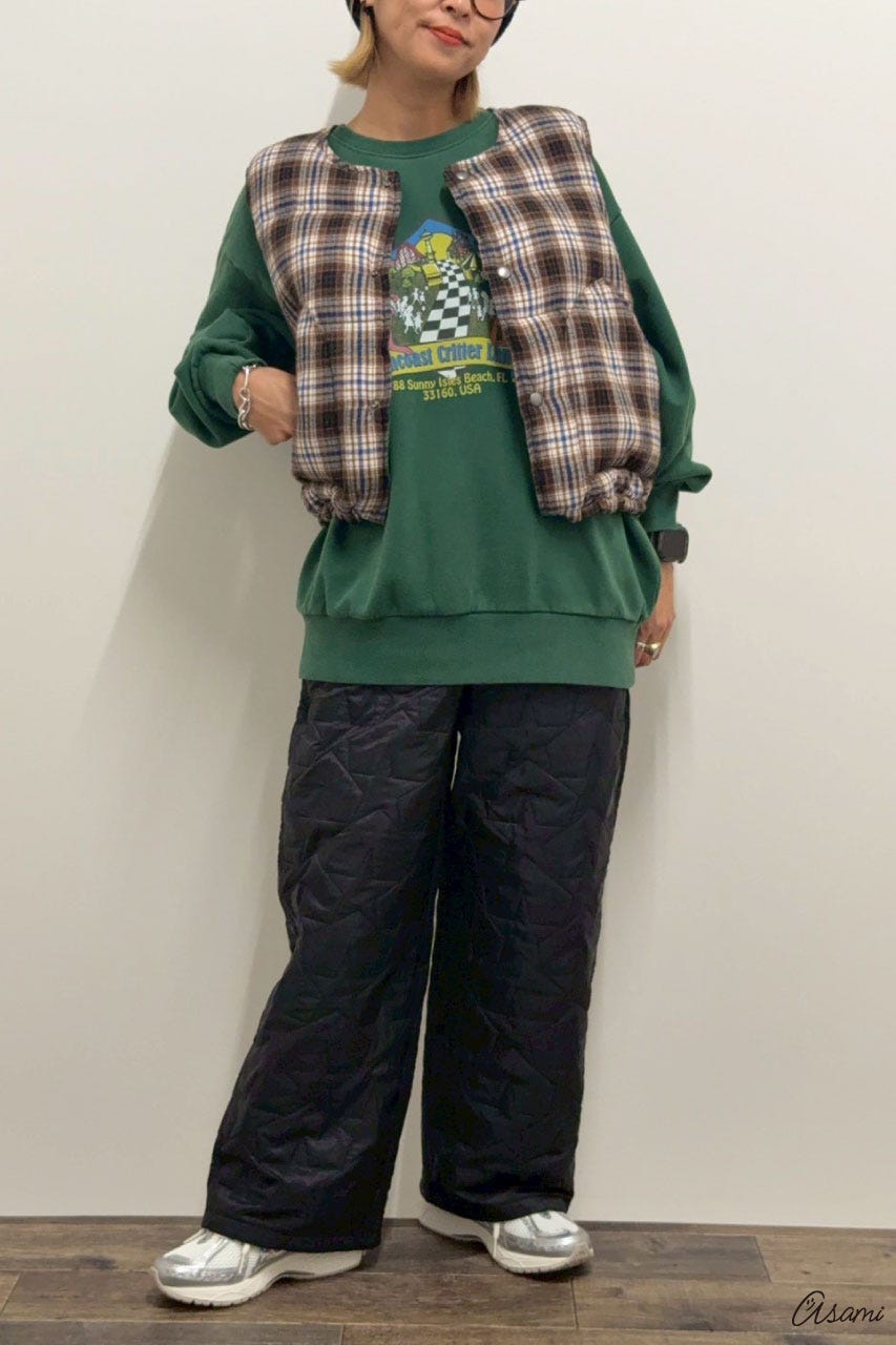 【WEB限定】Vintage likeスウェットトップス D/GRN FREE