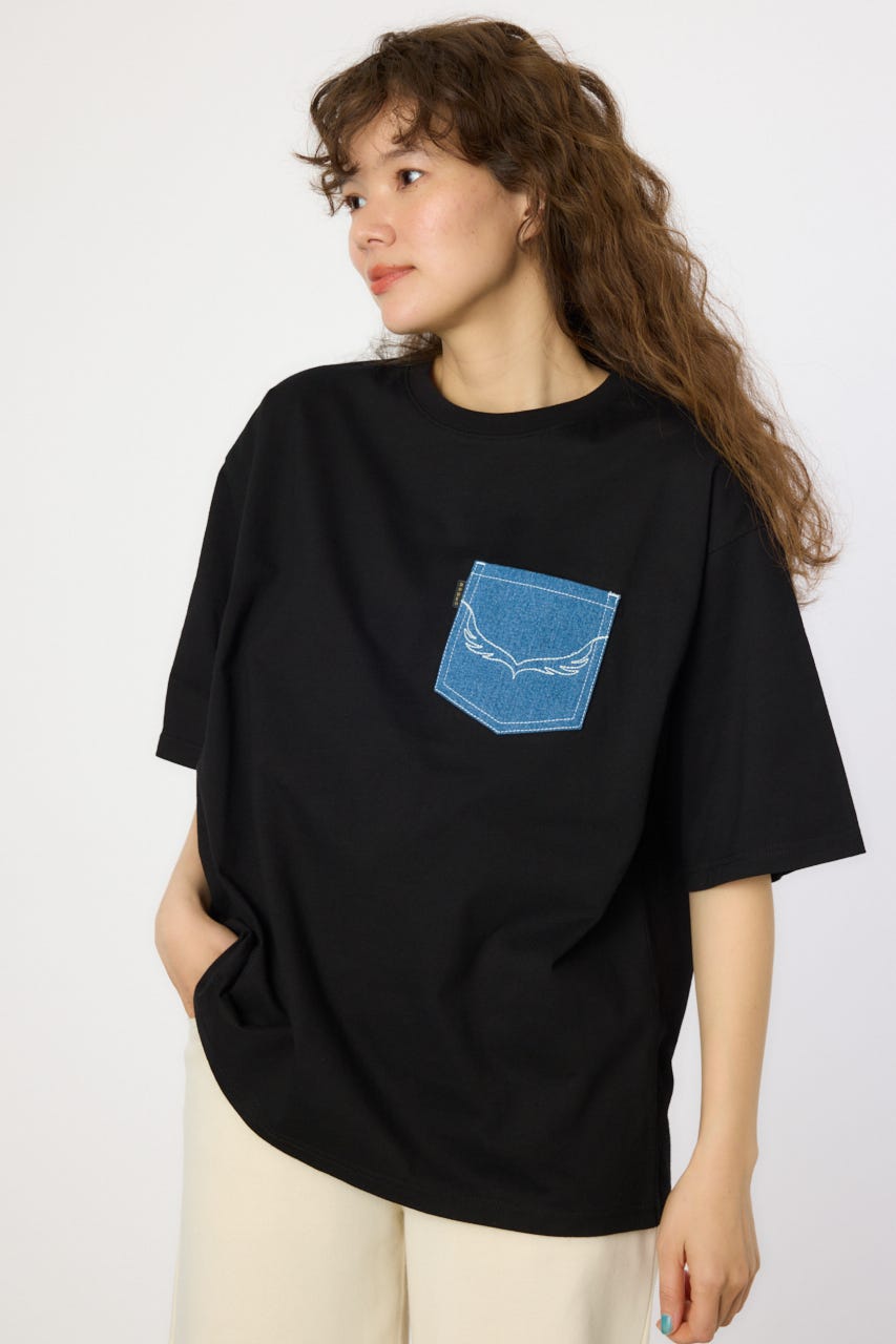 （UNISEX）【WEB限定】デニムポケットパッチTシャツ BLK FREE