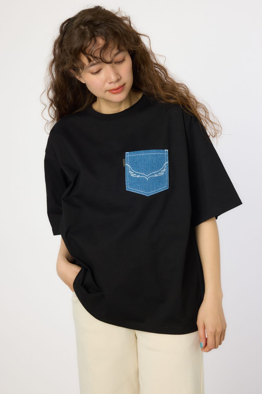 （UNISEX）【WEB限定】デニムポケットパッチTシャツ BLK FREE