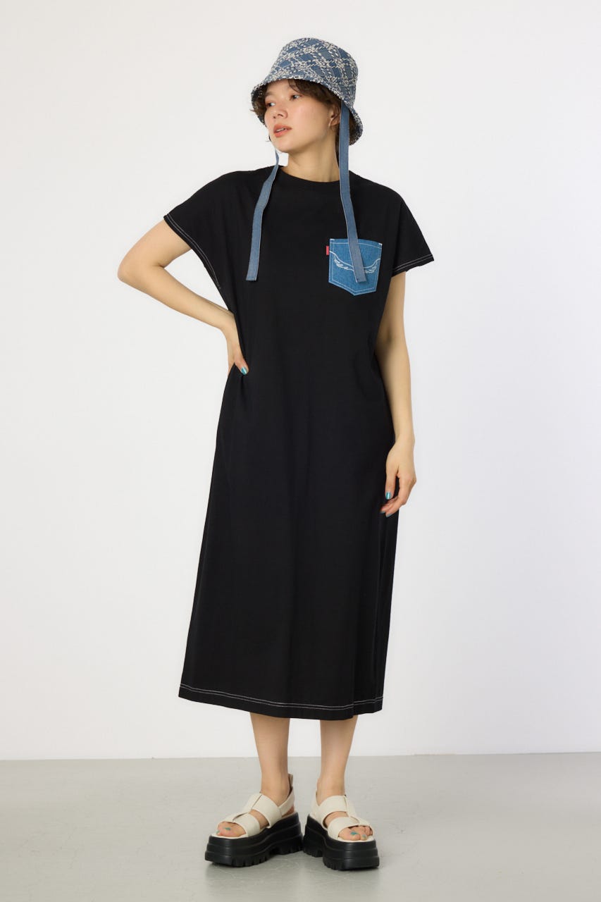【WEB限定】デニムポケットステッチワンピース BLK FREE