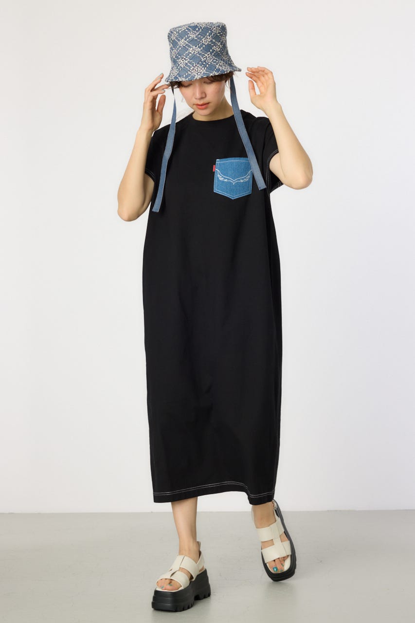 【WEB限定】デニムポケットステッチワンピース BLK FREE