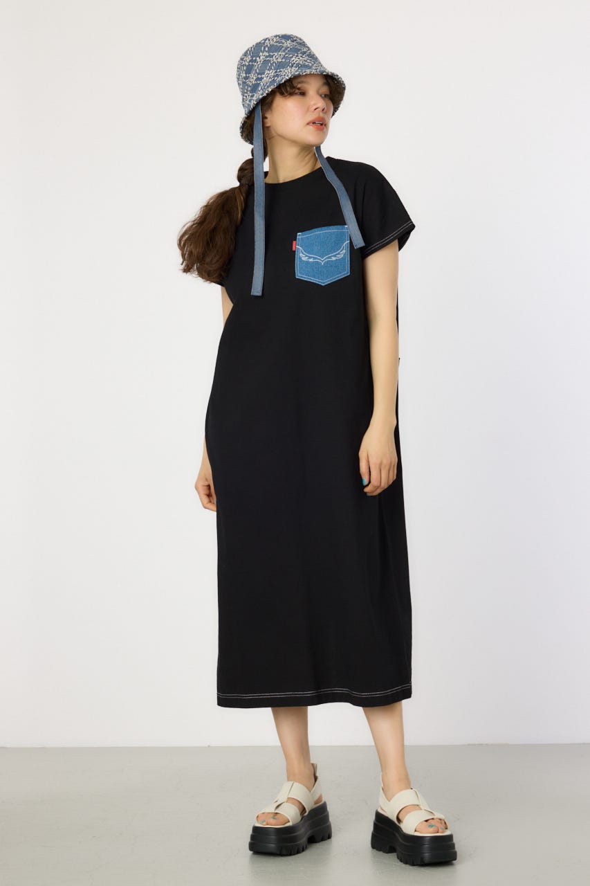 【WEB限定】デニムポケットステッチワンピース BLK FREE