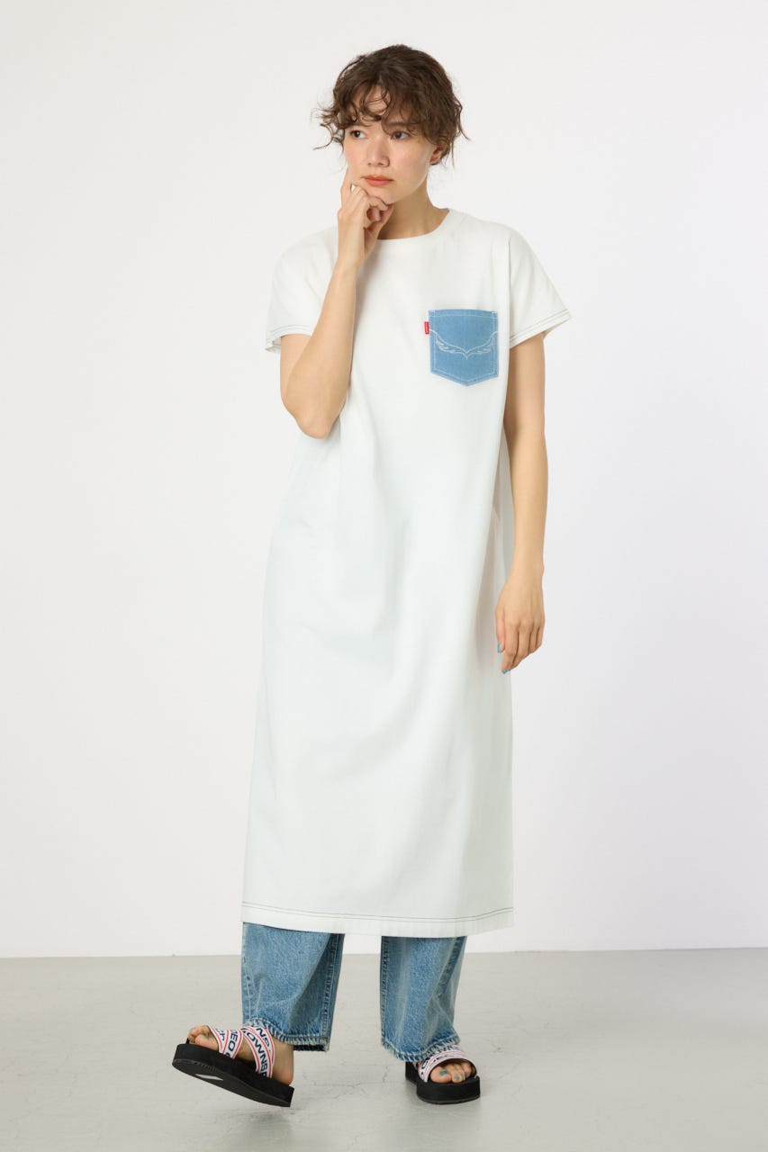 【WEB限定】デニムポケットステッチワンピース O/WHT FREE