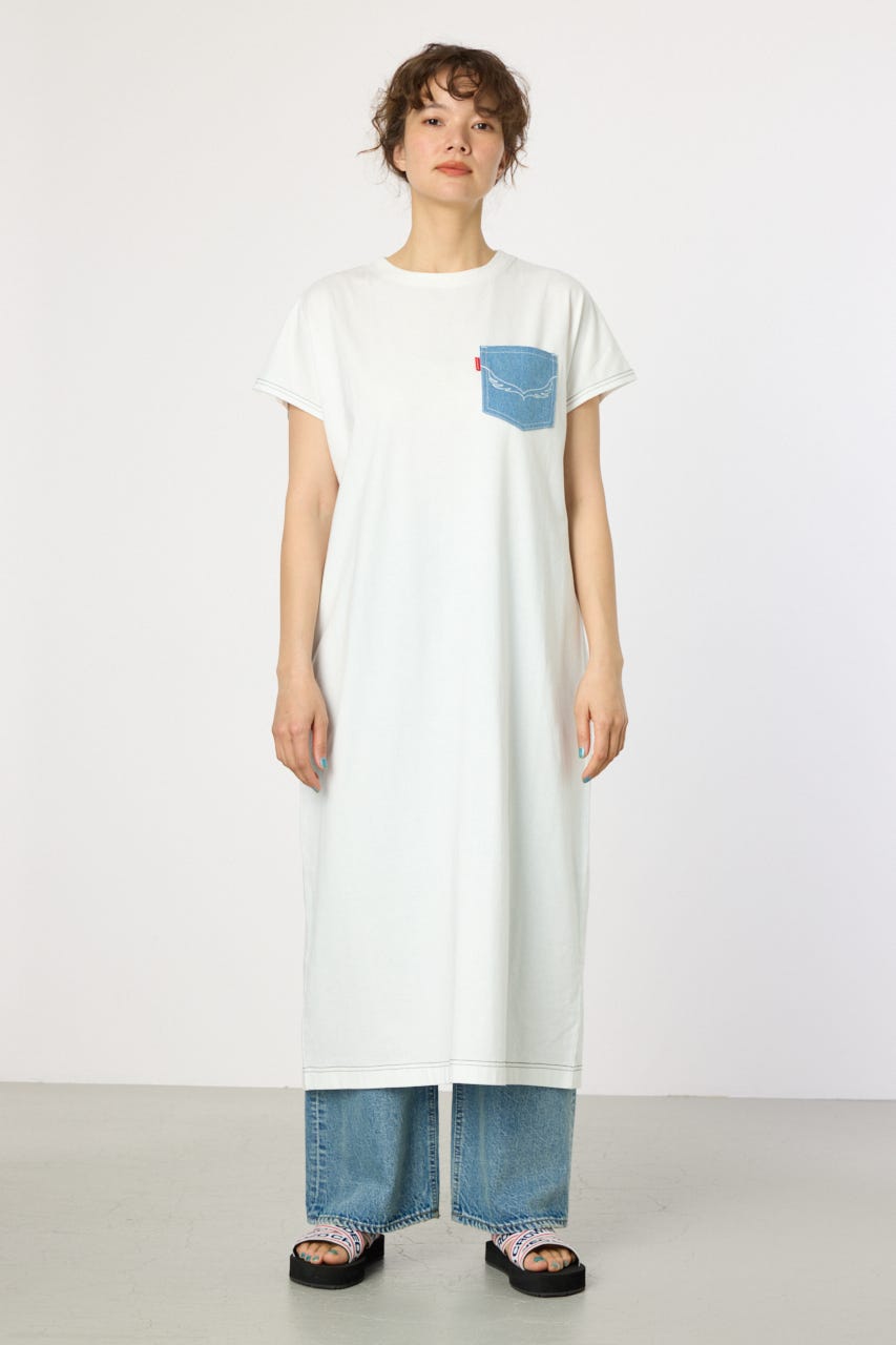 【WEB限定】デニムポケットステッチワンピース O/WHT FREE