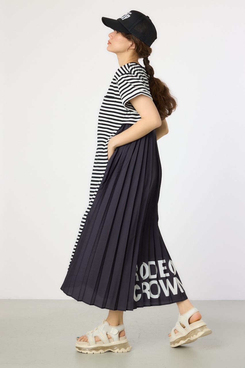 【WEB限定】バックプリーツマキシワンピース 柄BLK FREE