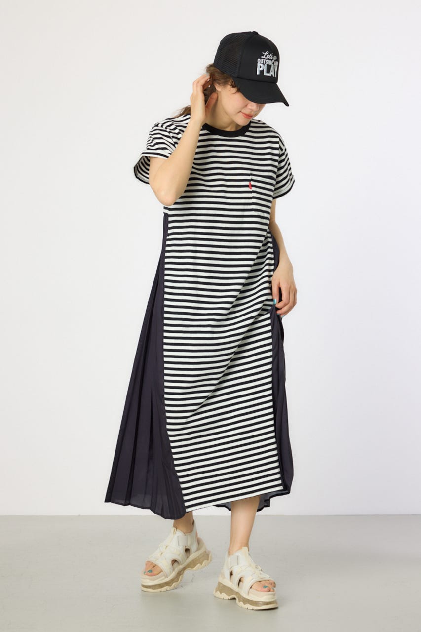 【WEB限定】バックプリーツマキシワンピース 柄BLK FREE