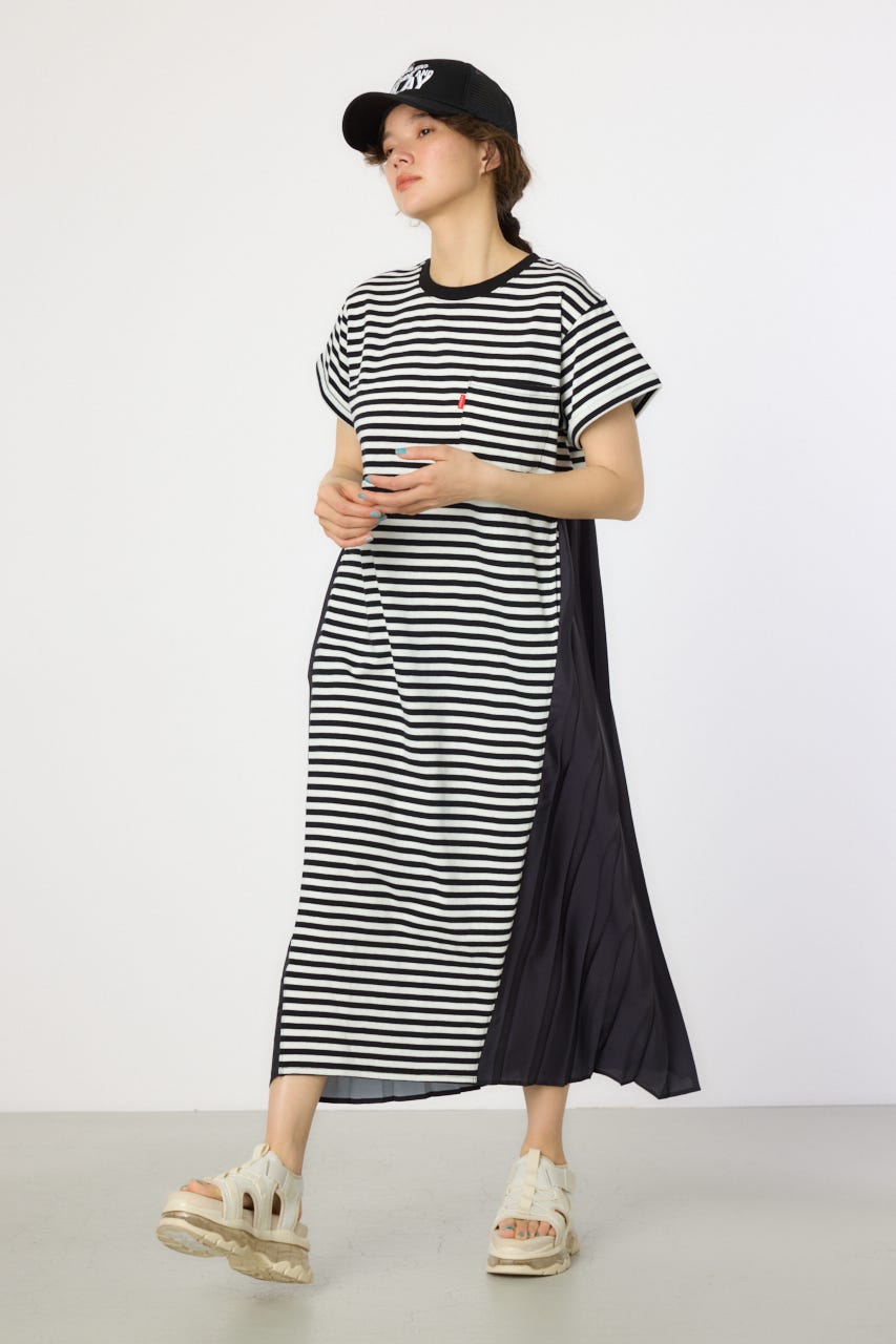 【WEB限定】バックプリーツマキシワンピース 柄BLK FREE