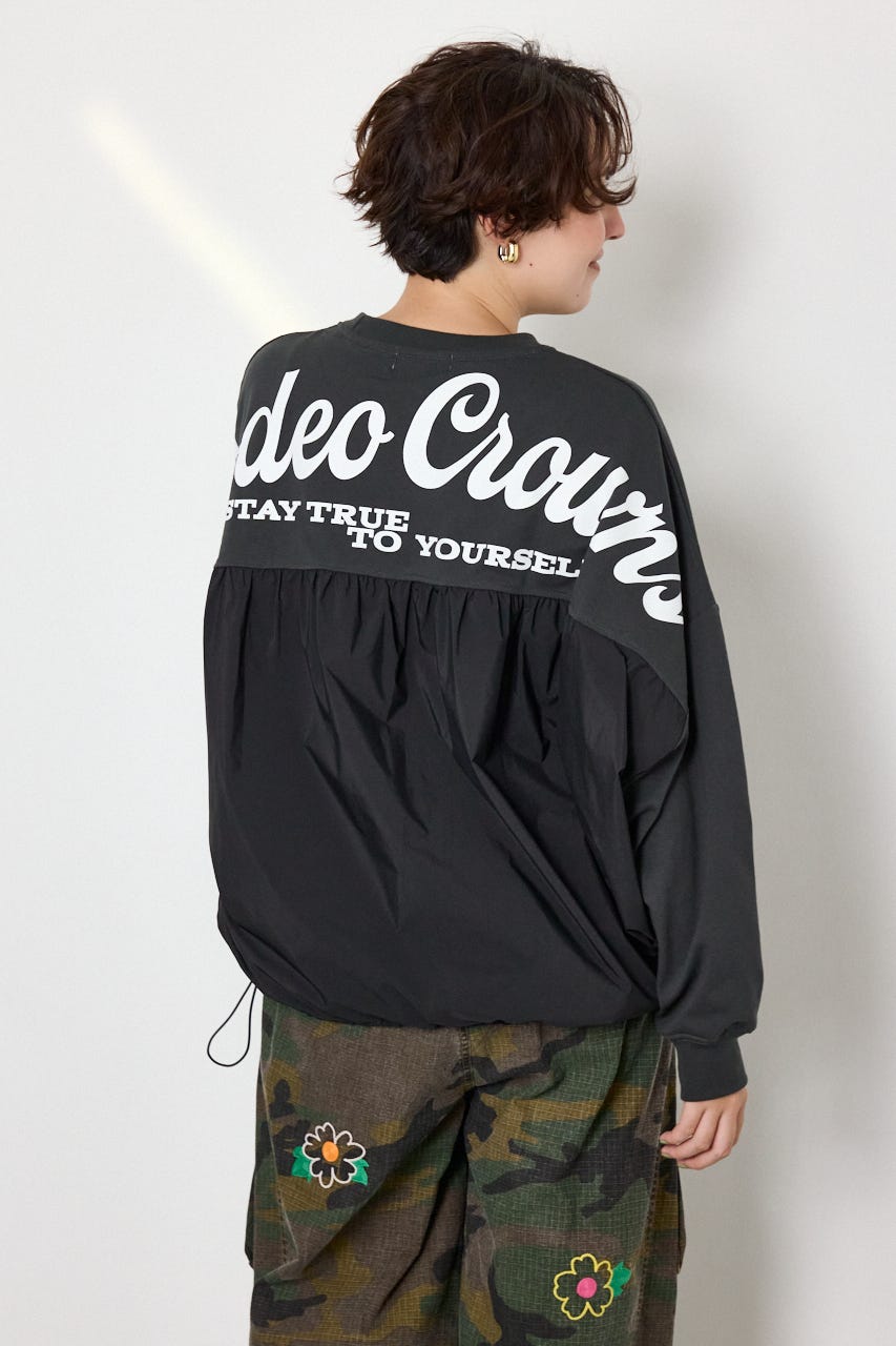 【WEB限定】布帛切替ロゴロングTシャツ C.GRY FREE