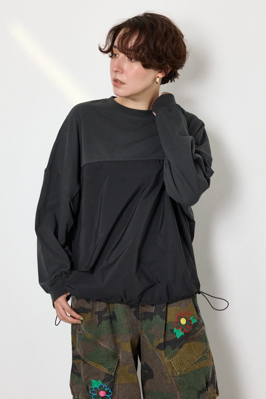 【WEB限定】布帛切替ロゴロングTシャツ C.GRY FREE
