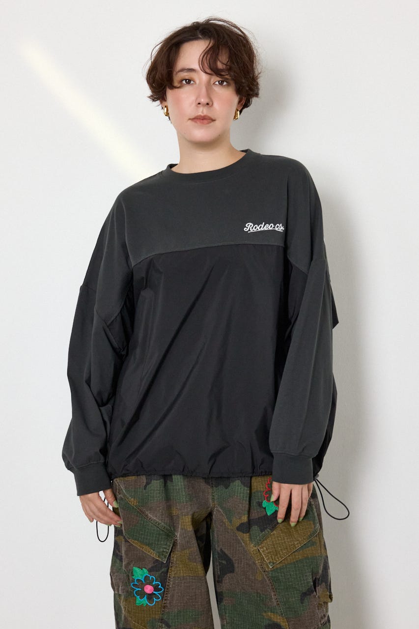 【WEB限定】布帛切替ロゴロングTシャツ C.GRY FREE