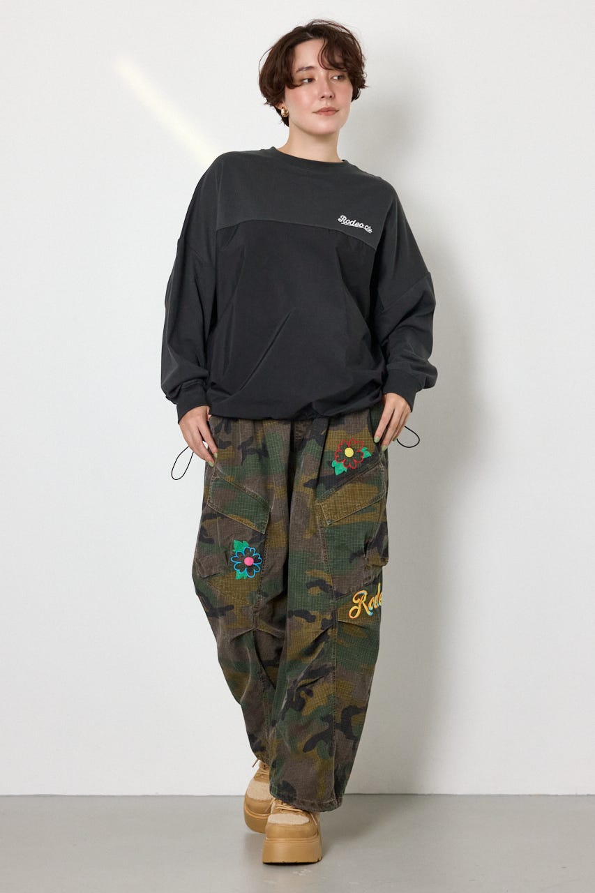 【WEB限定】布帛切替ロゴロングTシャツ C.GRY FREE