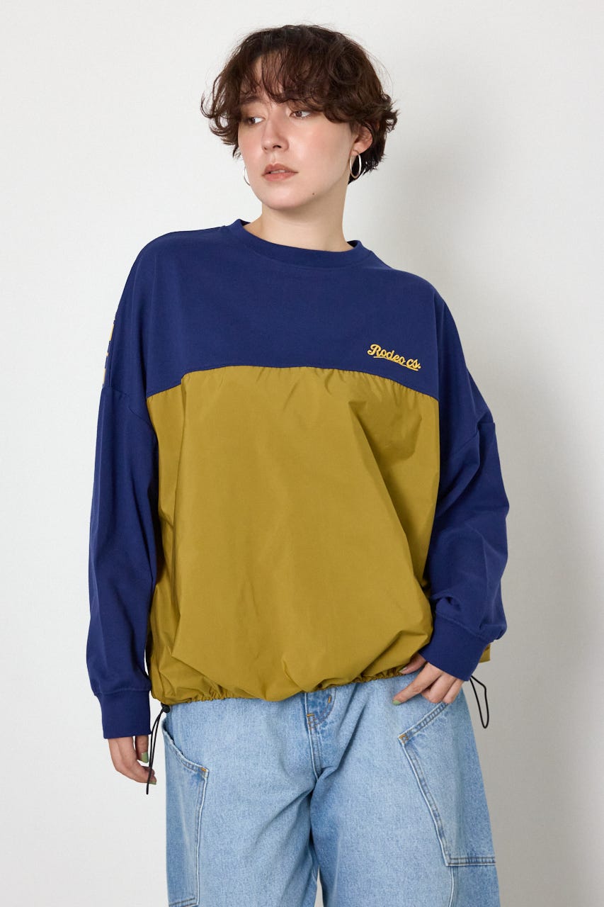 【WEB限定】布帛切替ロゴロングTシャツ NVY FREE