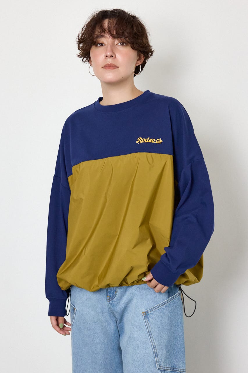 【WEB限定】布帛切替ロゴロングTシャツ NVY FREE