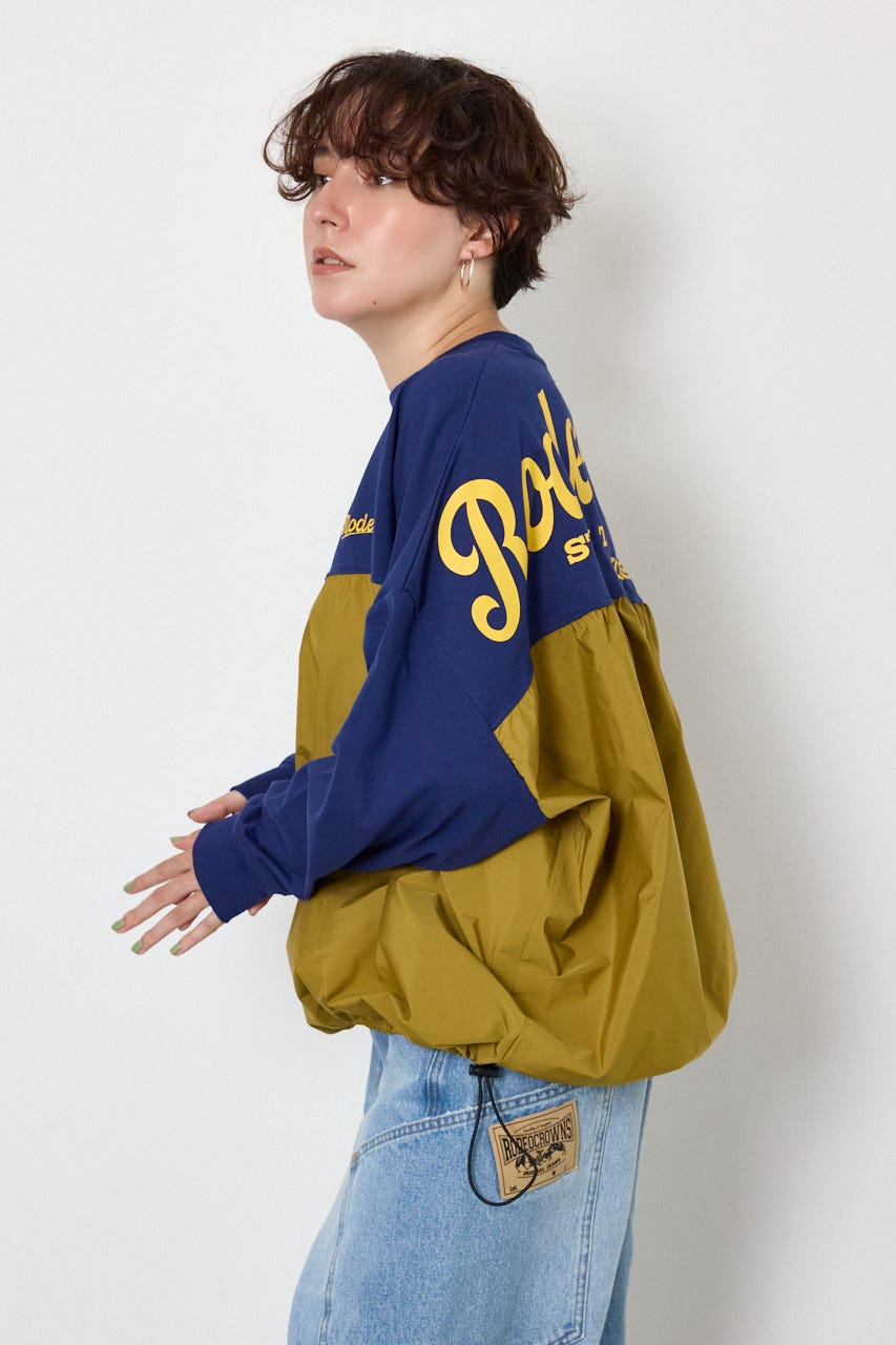 【WEB限定】布帛切替ロゴロングTシャツ NVY FREE