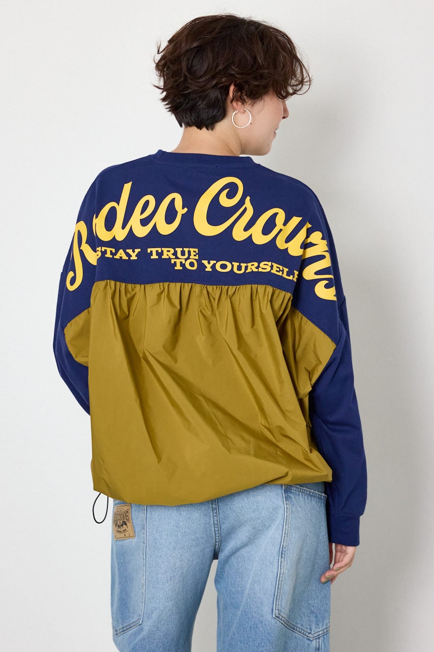【WEB限定】布帛切替ロゴロングTシャツ NVY FREE