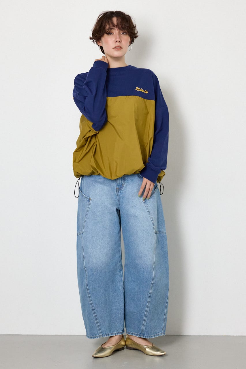【WEB限定】布帛切替ロゴロングTシャツ NVY FREE