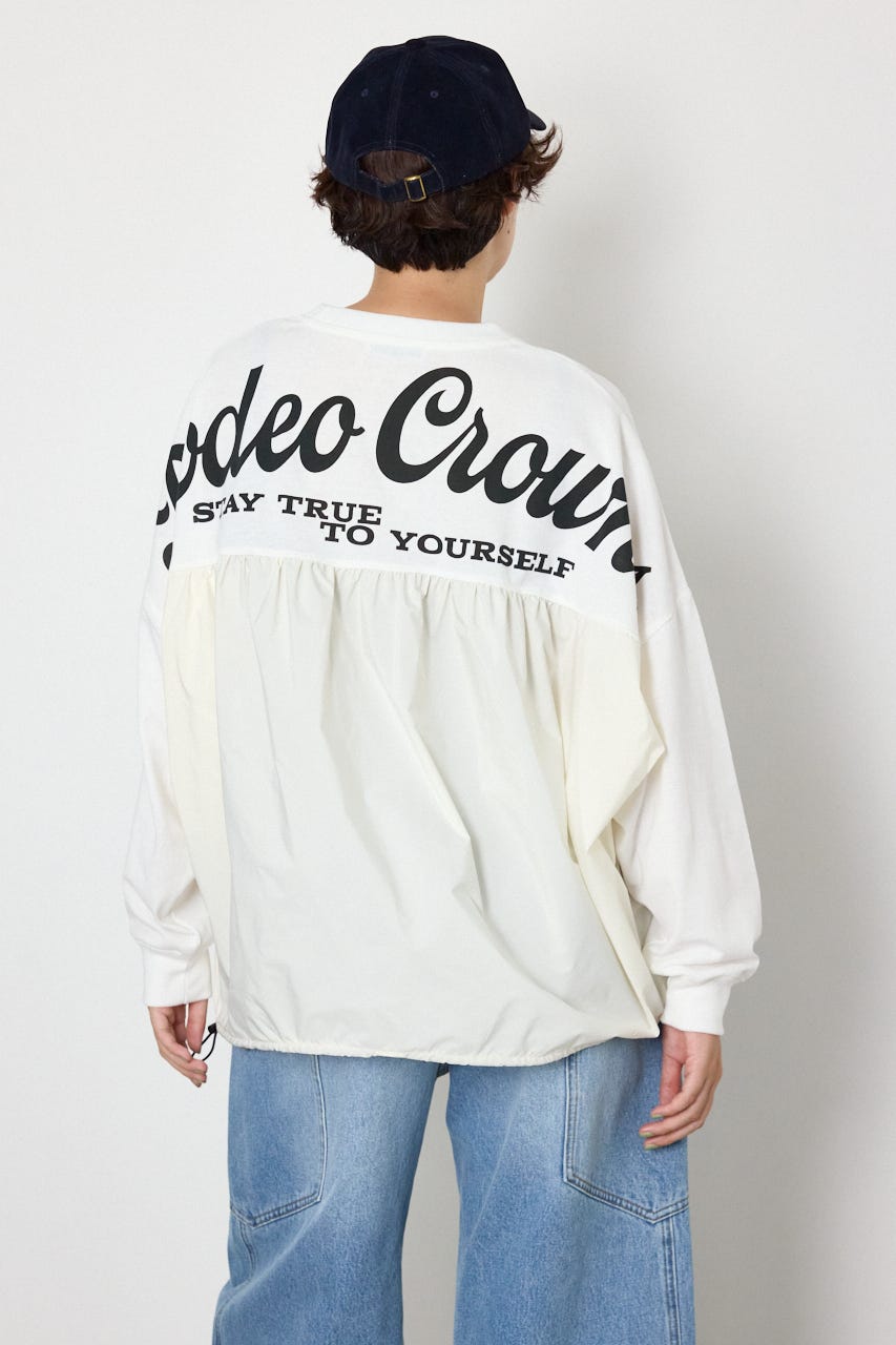 【WEB限定】布帛切替ロゴロングTシャツ O/WHT FREE