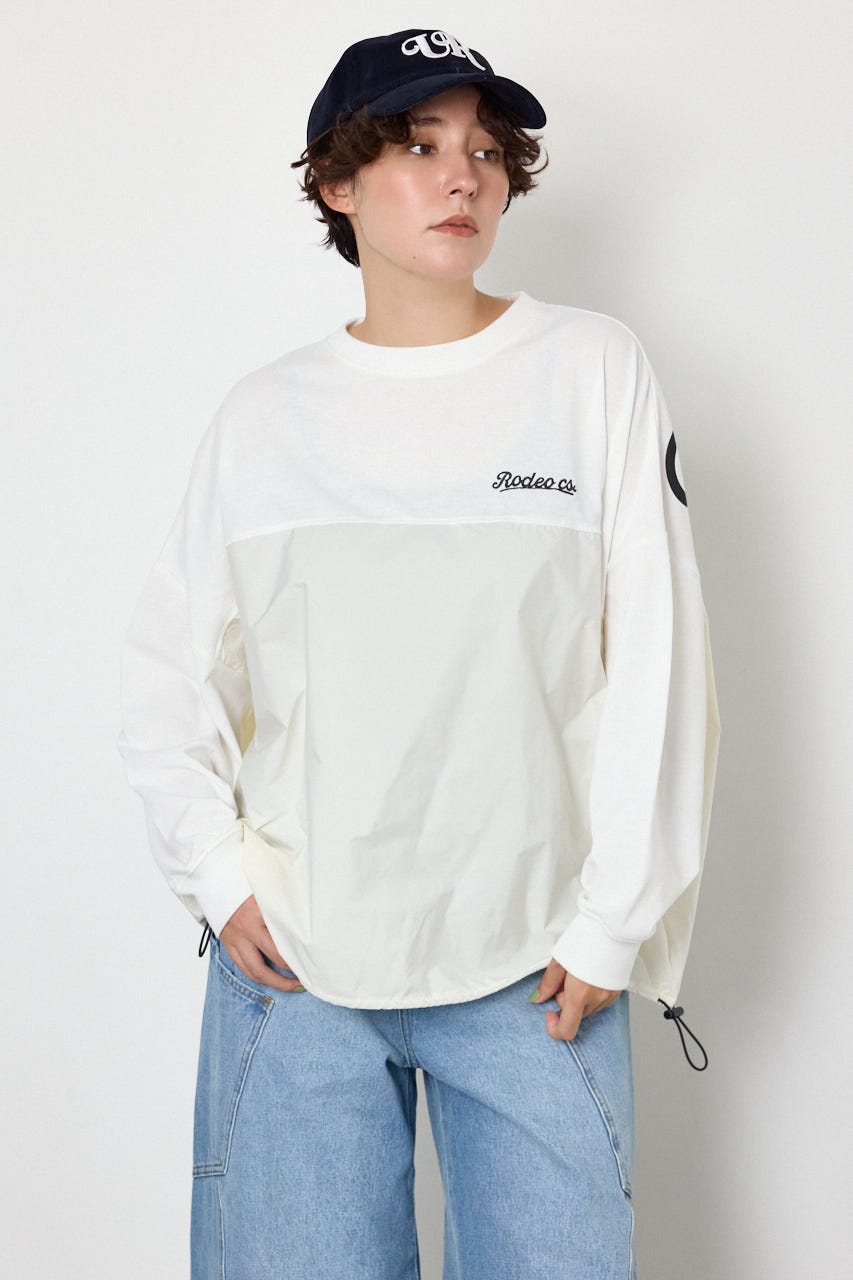 【WEB限定】布帛切替ロゴロングTシャツ O/WHT FREE