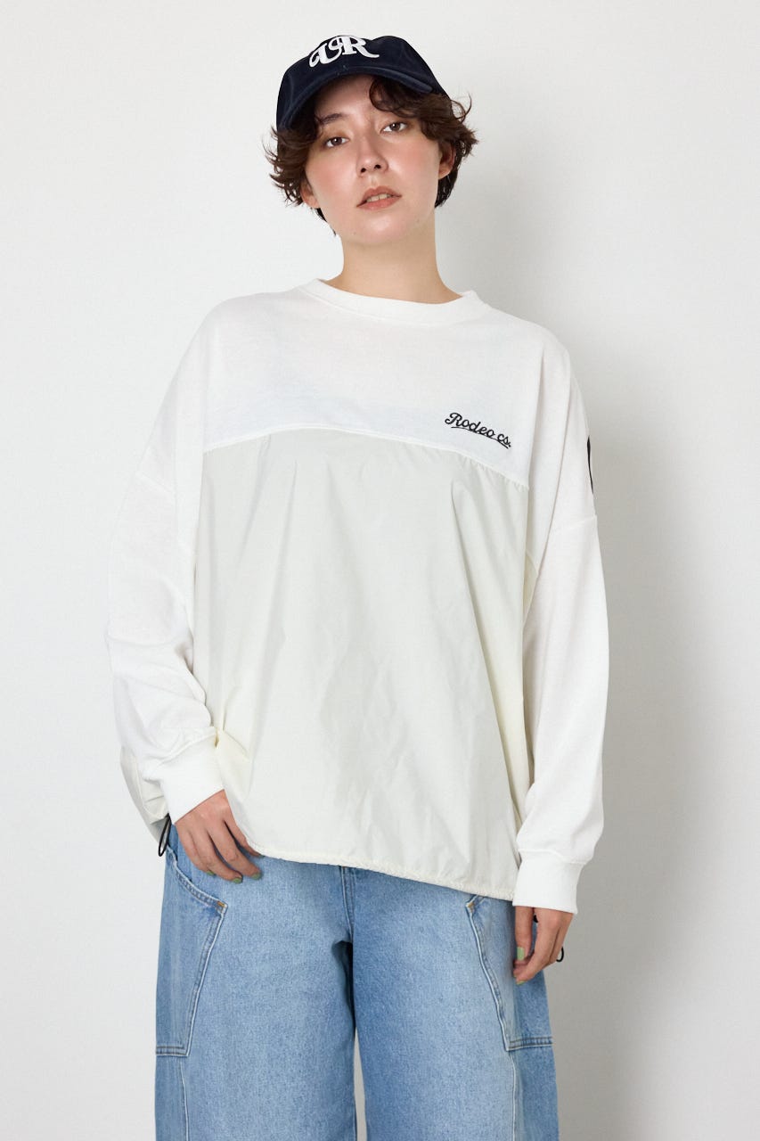 【WEB限定】布帛切替ロゴロングTシャツ O/WHT FREE