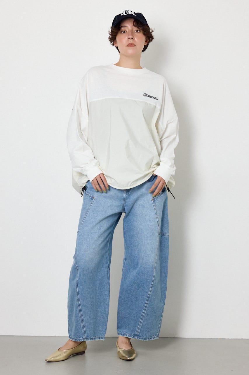 【WEB限定】布帛切替ロゴロングTシャツ O/WHT FREE