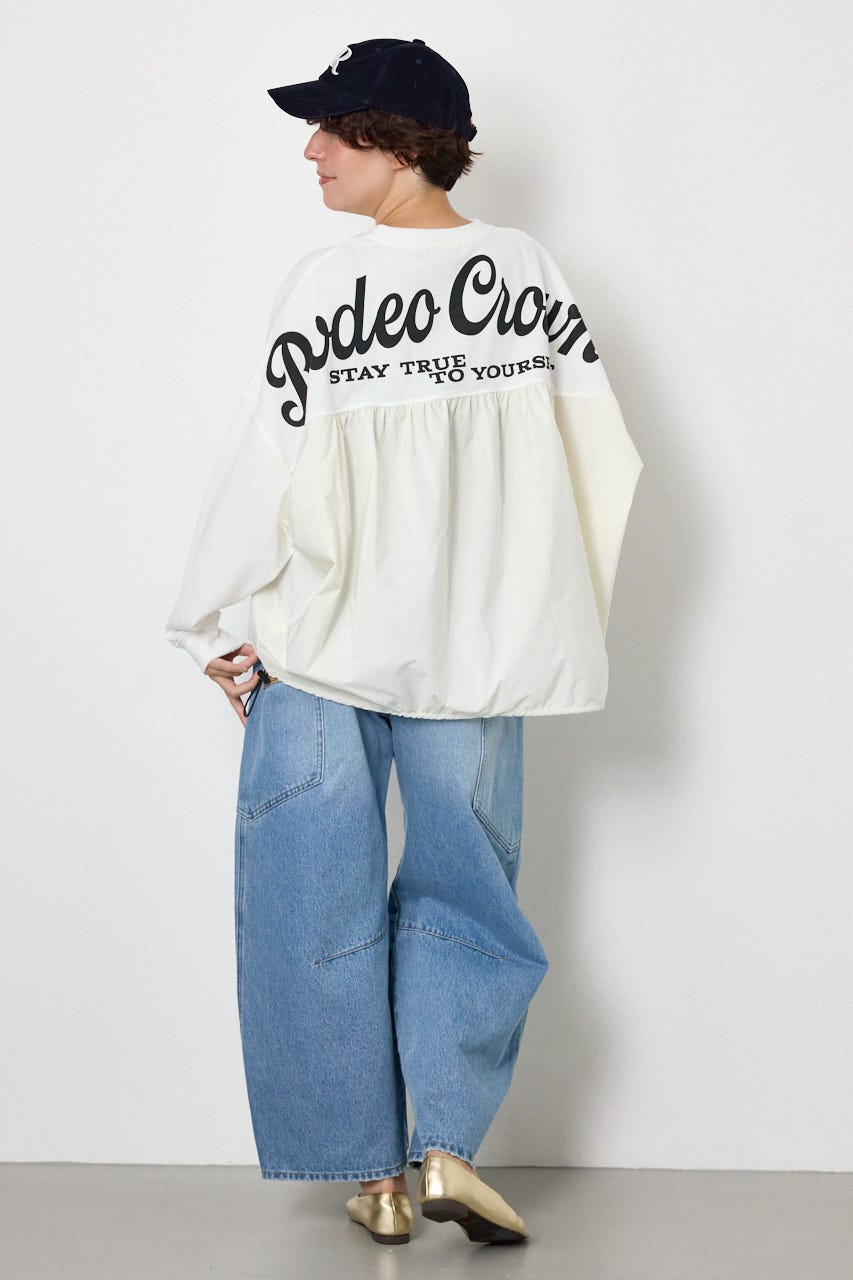 【WEB限定】布帛切替ロゴロングTシャツ O/WHT FREE