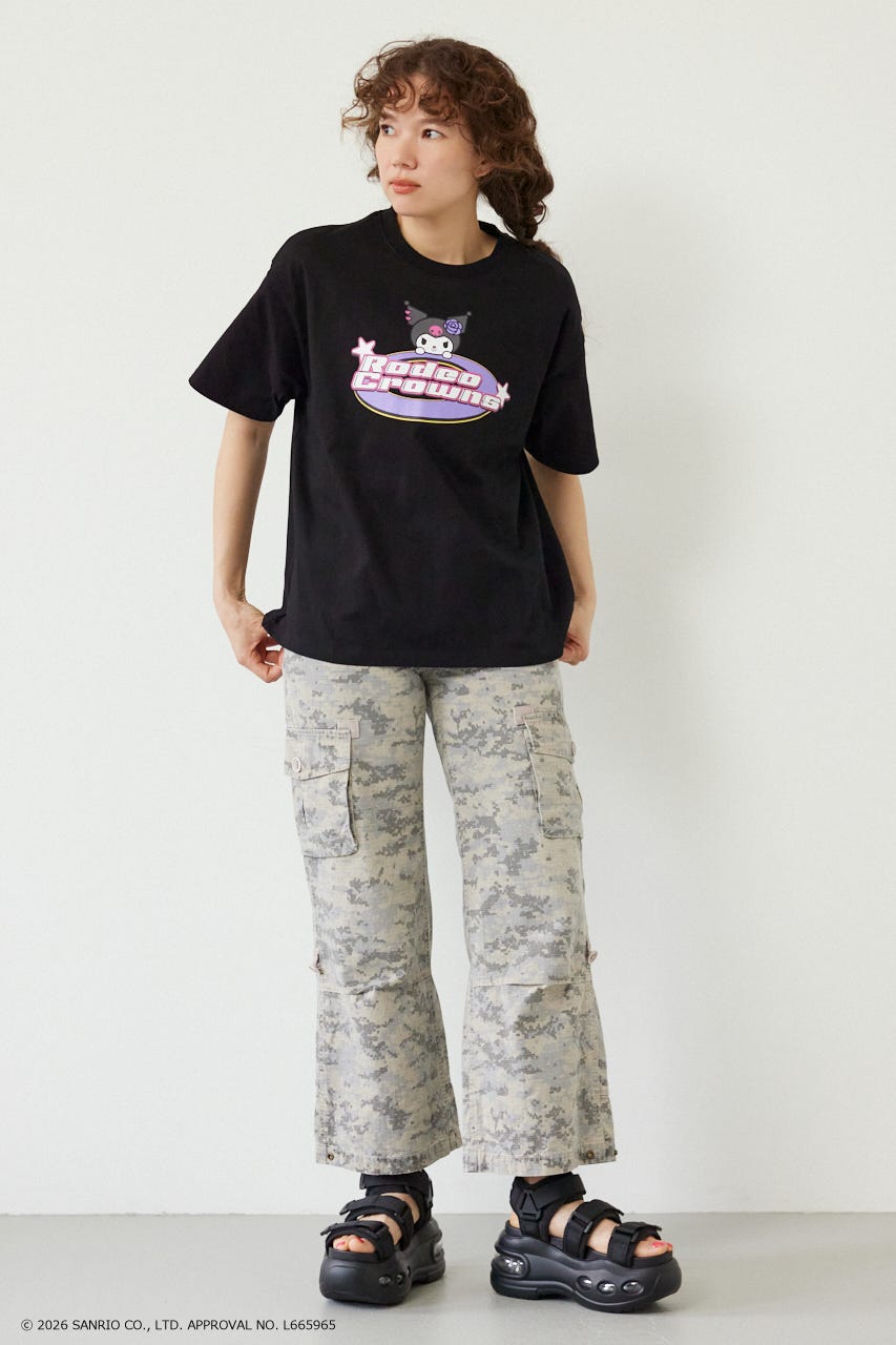 【WEB限定】＜UNISEX＞(サンリオキャラクターズ) Y2KロゴTシャツ BLK L