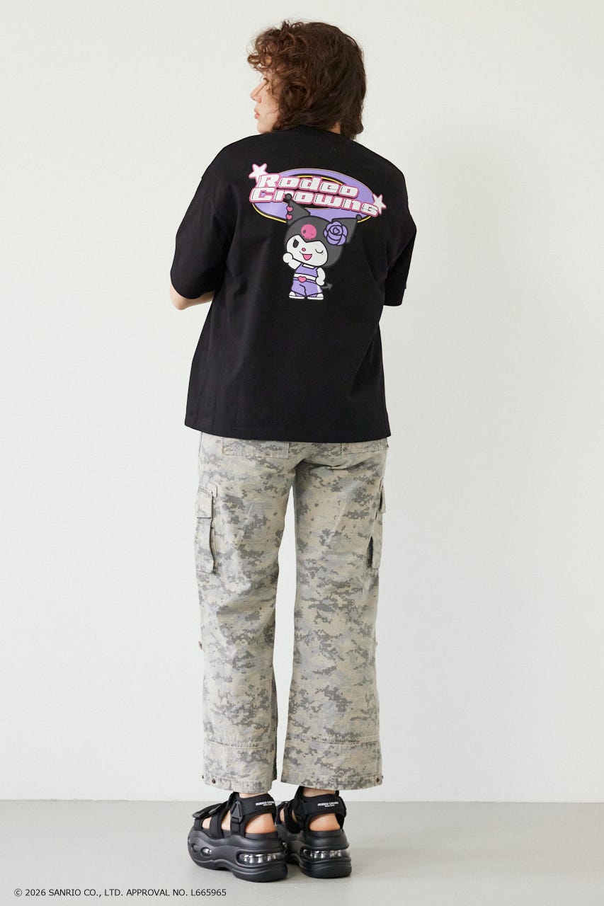 【WEB限定】＜UNISEX＞(サンリオキャラクターズ) Y2KロゴTシャツ BLK L