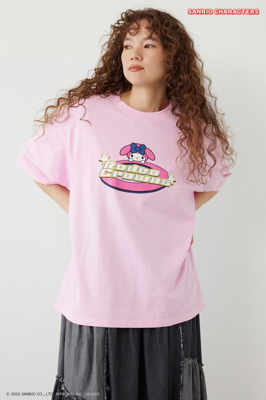 【WEB限定】＜UNISEX＞(サンリオキャラクターズ) Y2KロゴTシャツ L/PNK L