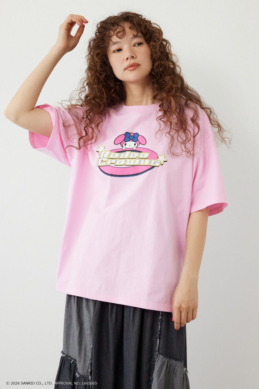 【WEB限定】＜UNISEX＞(サンリオキャラクターズ) Y2KロゴTシャツ L/PNK L