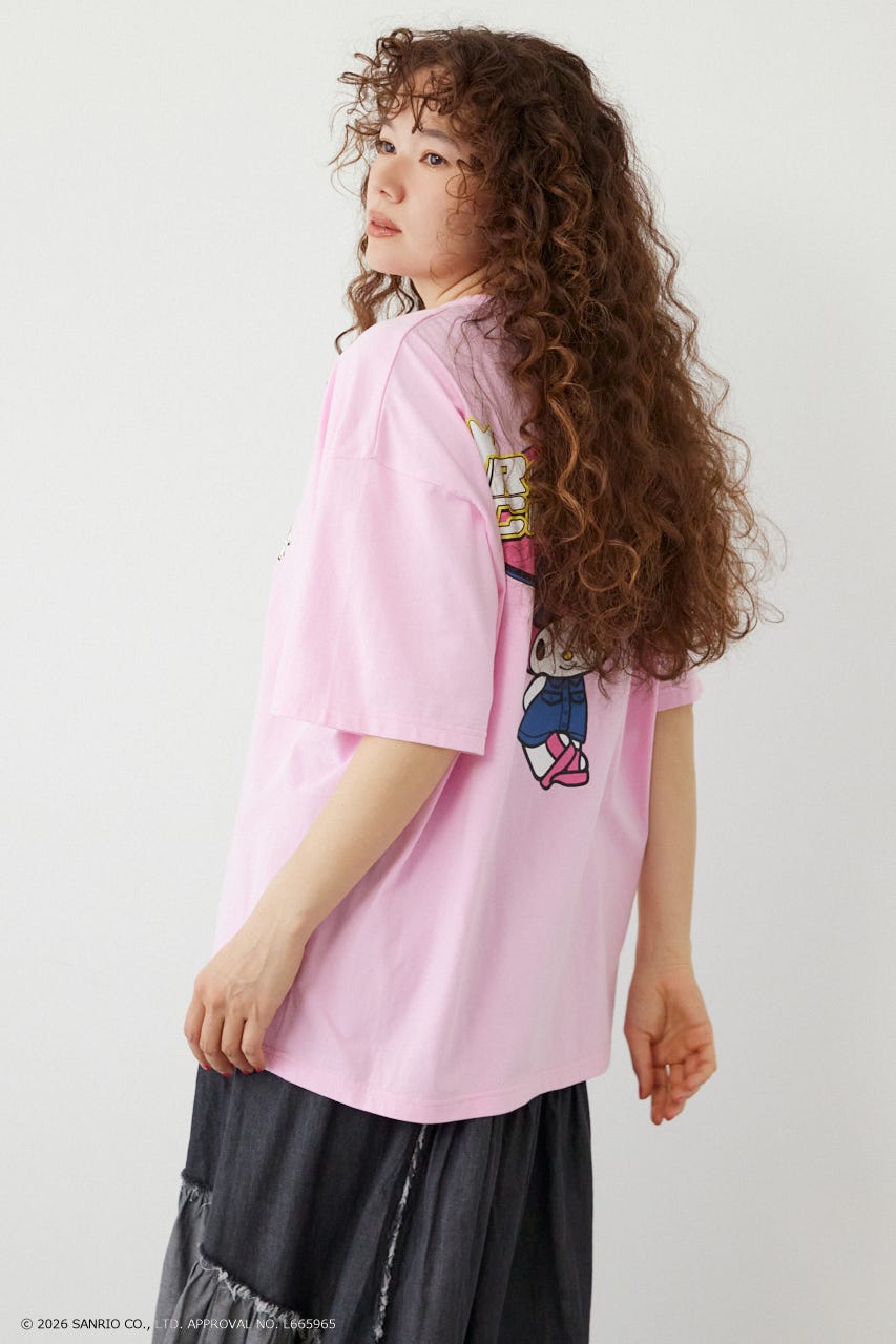 【WEB限定】＜UNISEX＞(サンリオキャラクターズ) Y2KロゴTシャツ L/PNK L