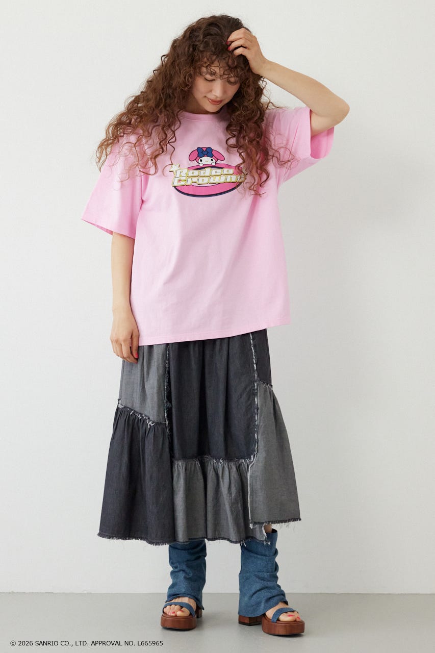 【WEB限定】＜UNISEX＞(サンリオキャラクターズ) Y2KロゴTシャツ L/PNK L