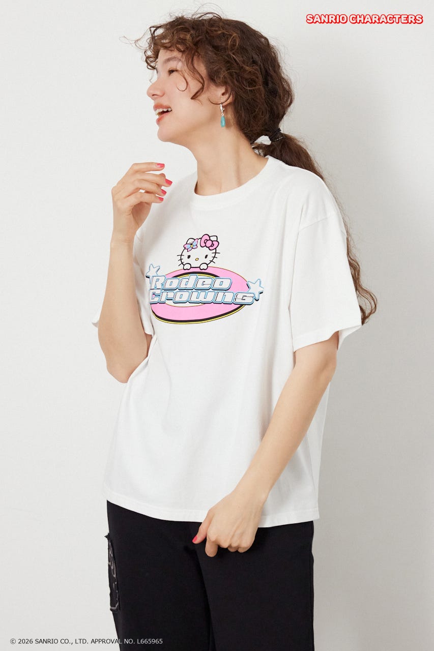 【WEB限定】＜UNISEX＞(サンリオキャラクターズ) Y2KロゴTシャツ O/WHT L