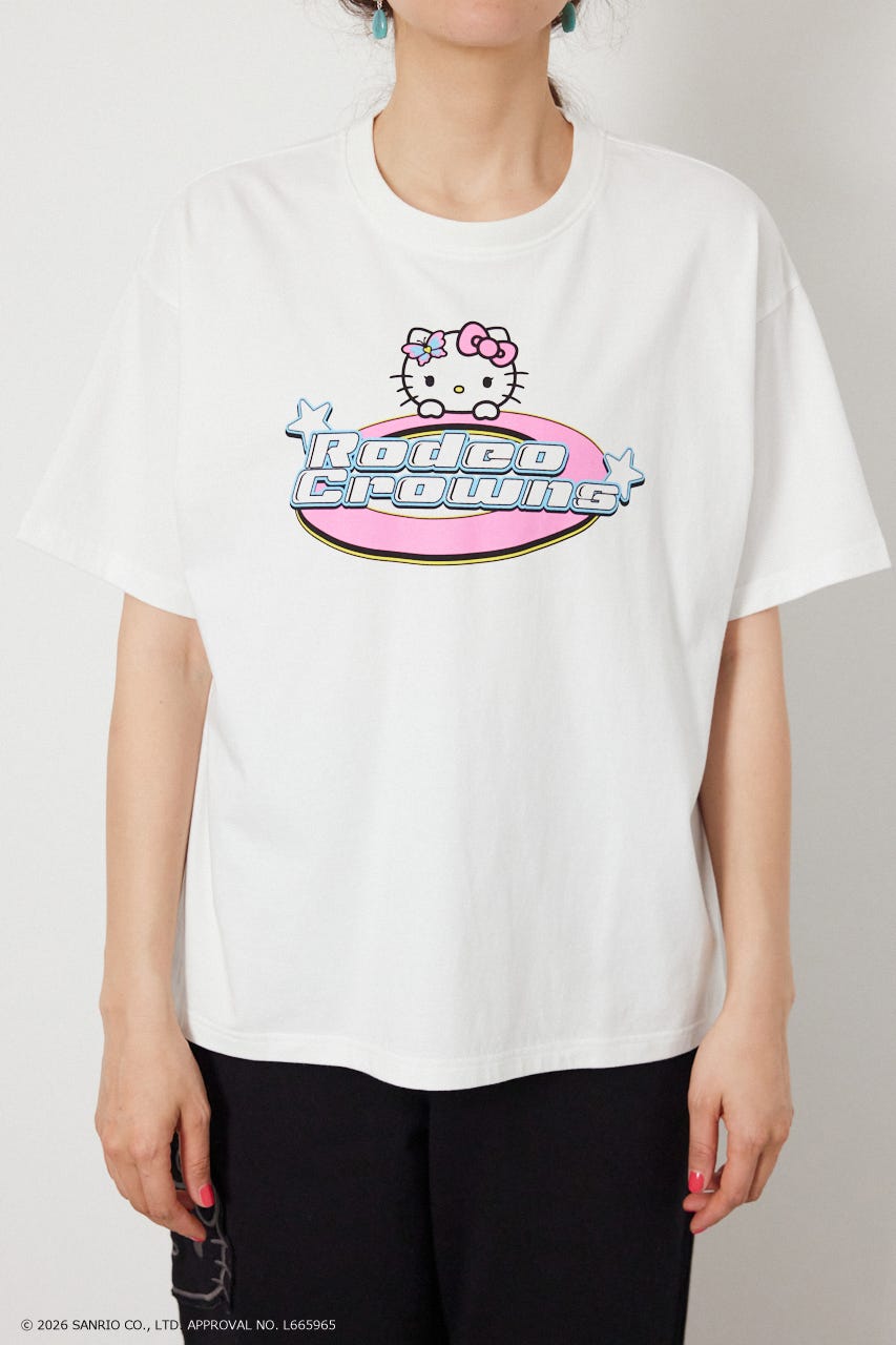 【WEB限定】＜UNISEX＞(サンリオキャラクターズ) Y2KロゴTシャツ O/WHT L