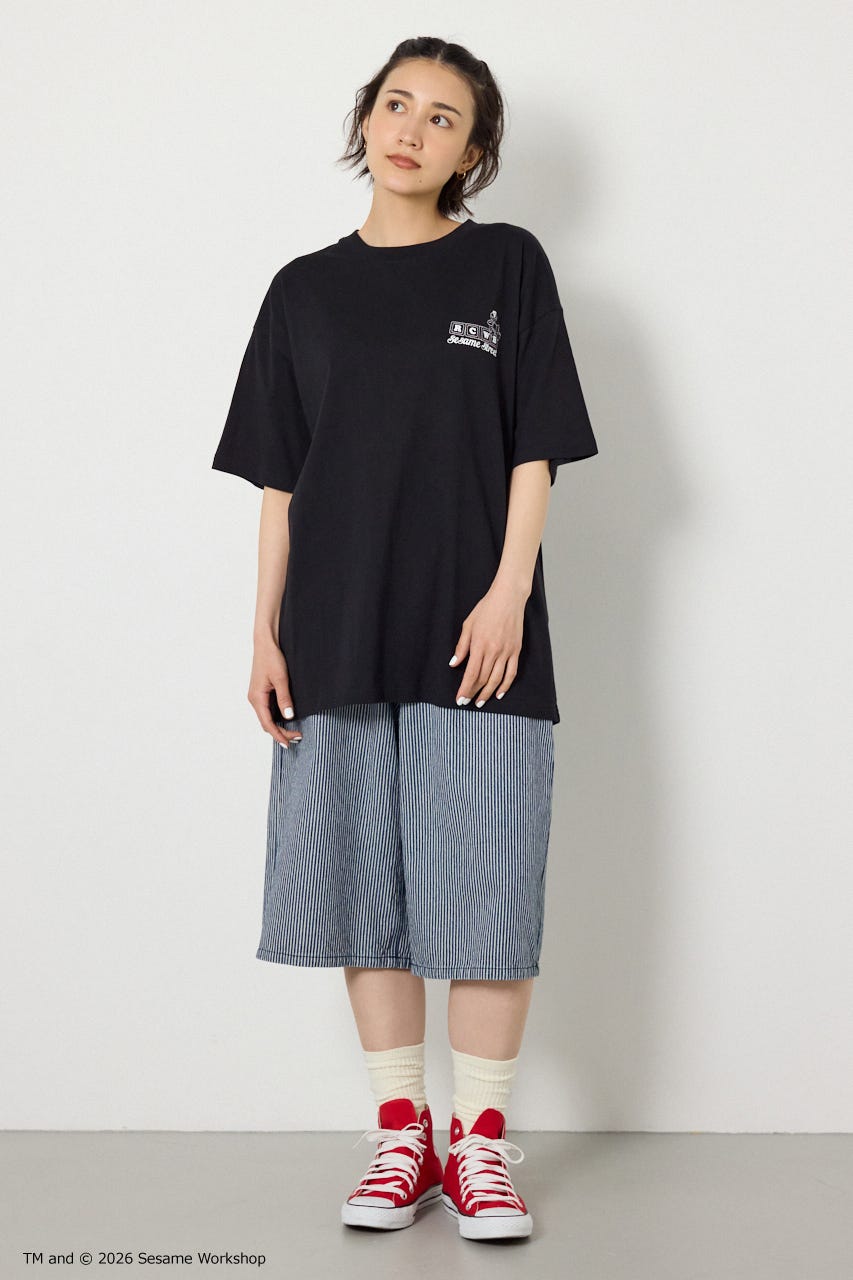 【WEB限定】(UNISEX)(SESAMESTREET)GoodLuckTシャツ BLK FREE