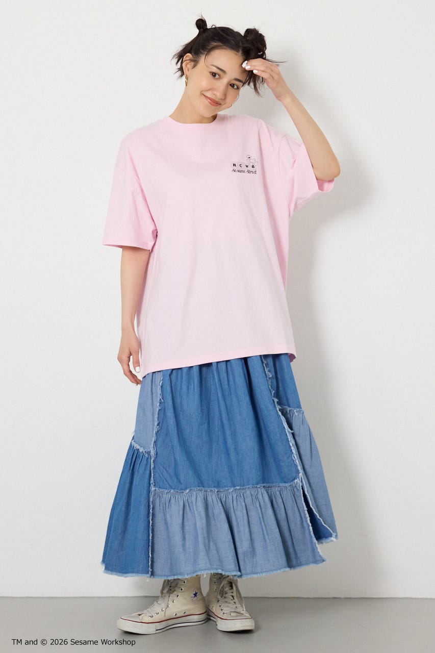 【WEB限定】(UNISEX)(SESAMESTREET)GoodLuckTシャツ L/PNK FREE