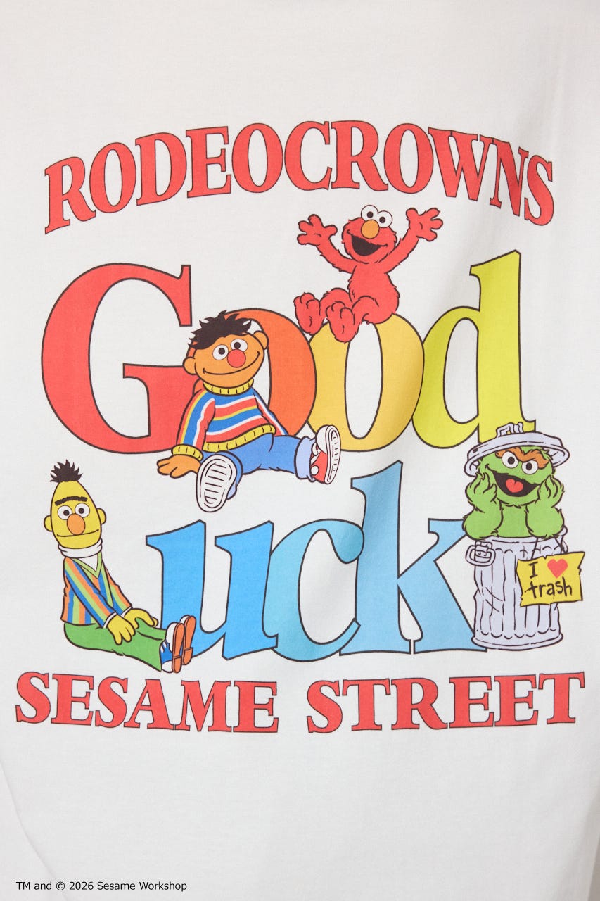 【WEB限定】(UNISEX)(SESAMESTREET)GoodLuckTシャツ WHT FREE