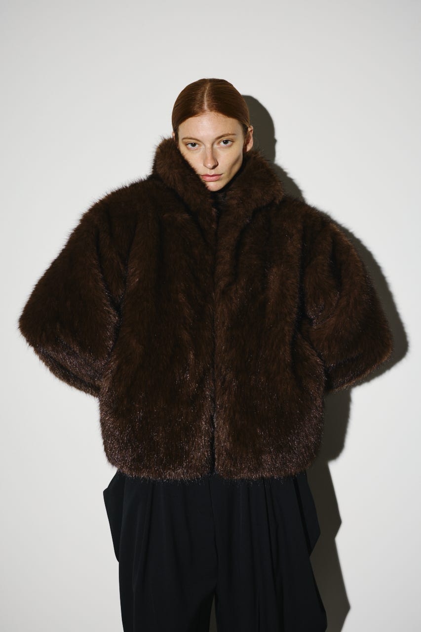 【25WINTER PRE ORDER】High collar faux fur jacket BRN FREE