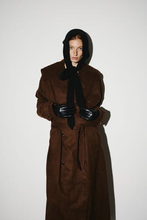 RIM.ARK ハイスタンドカラー ファーコート RIM.ARK（リムアーク）の「Rib knit neck parts（ネック