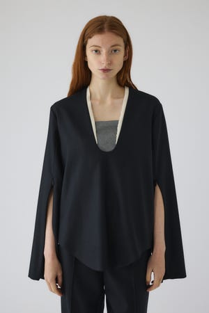 Wool saxony U curve tops