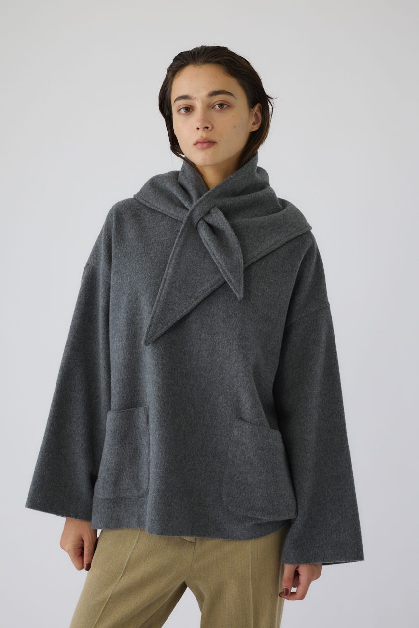 10/8- order start Lambs wool blend scarf tops GRY FREE