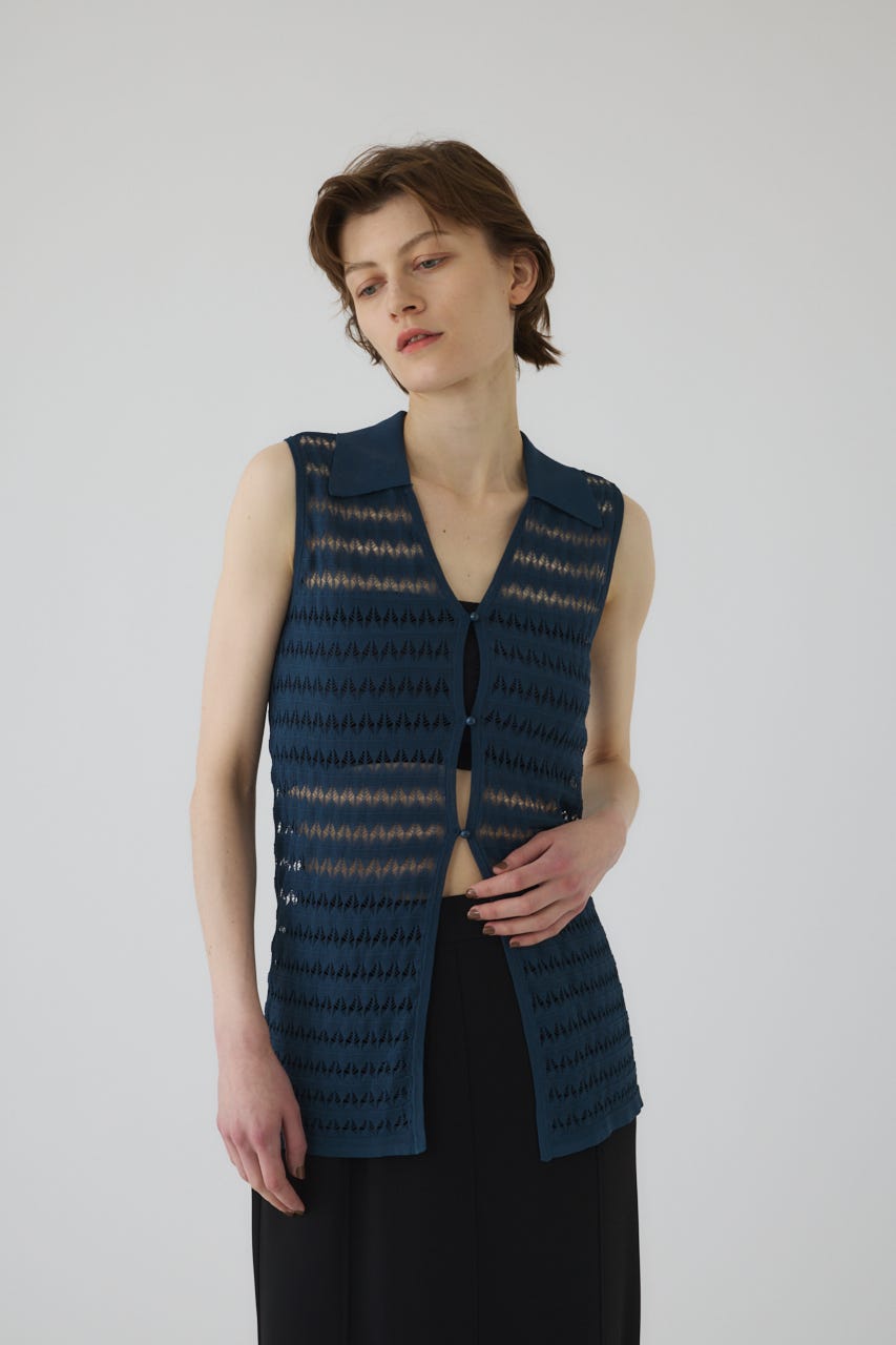 RIM.ARK | Crochet collar knit tops (KNITWEAR ) |RIM.ARK