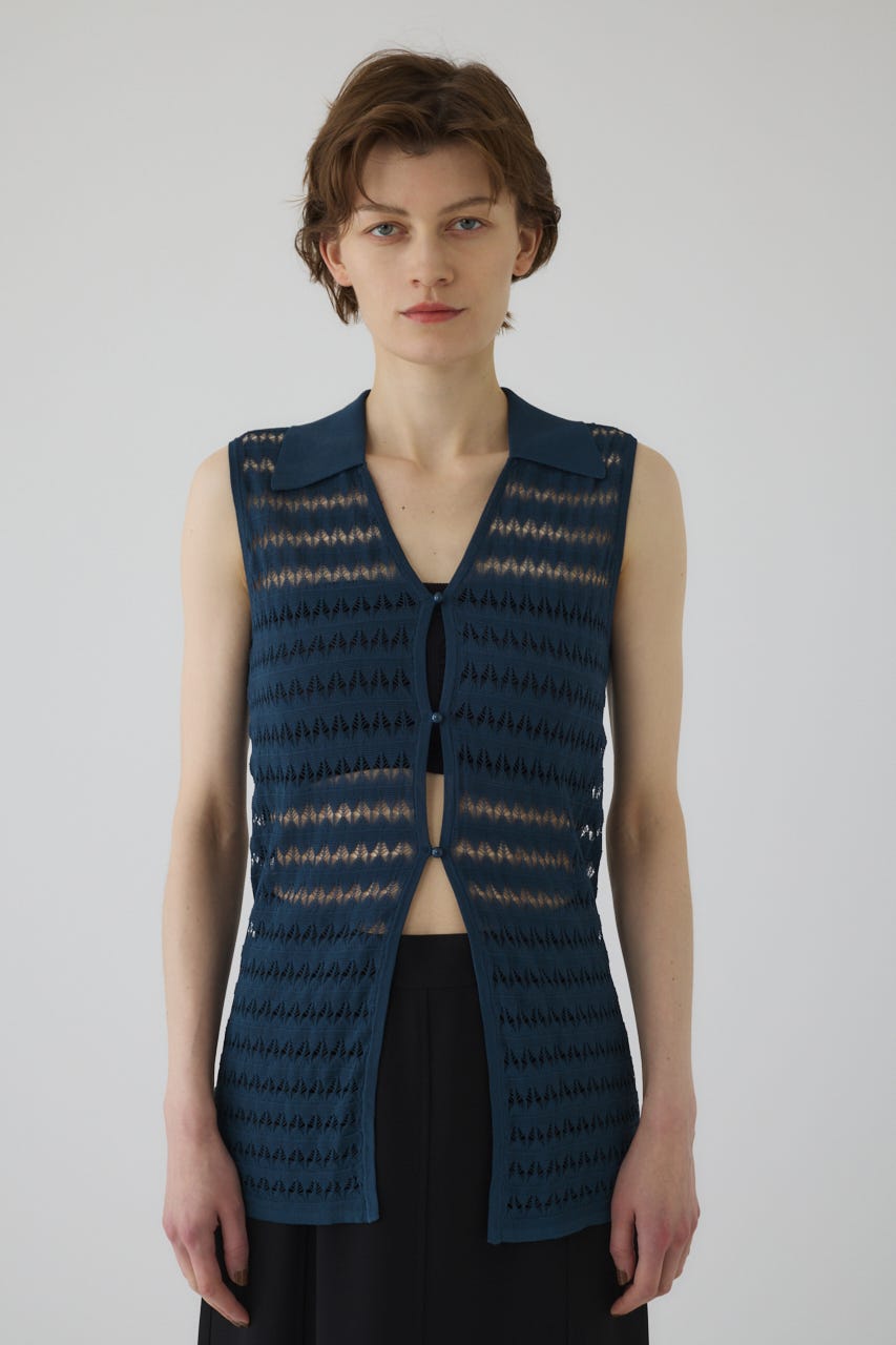 6/4- order start Crochet collar knit tops BLU FREE