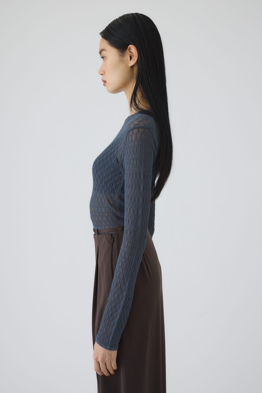 Lace knitting tops D/BLU FREE